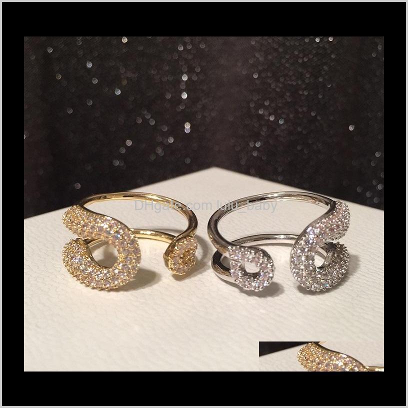 sparkle on luxury designer full diamonds zirconia copper geometric band ring for women girls open adjustable gold silver