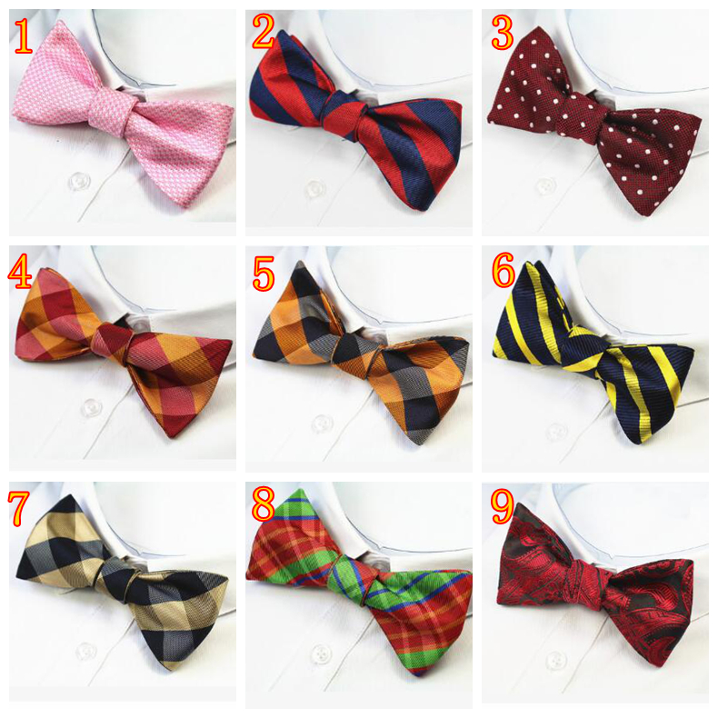 Mens Self Bow ties 100% Silk Brand New Luxury Plain Tie Bowtie Butterflies Noeud Papillon Business Wedding Multi-Colors