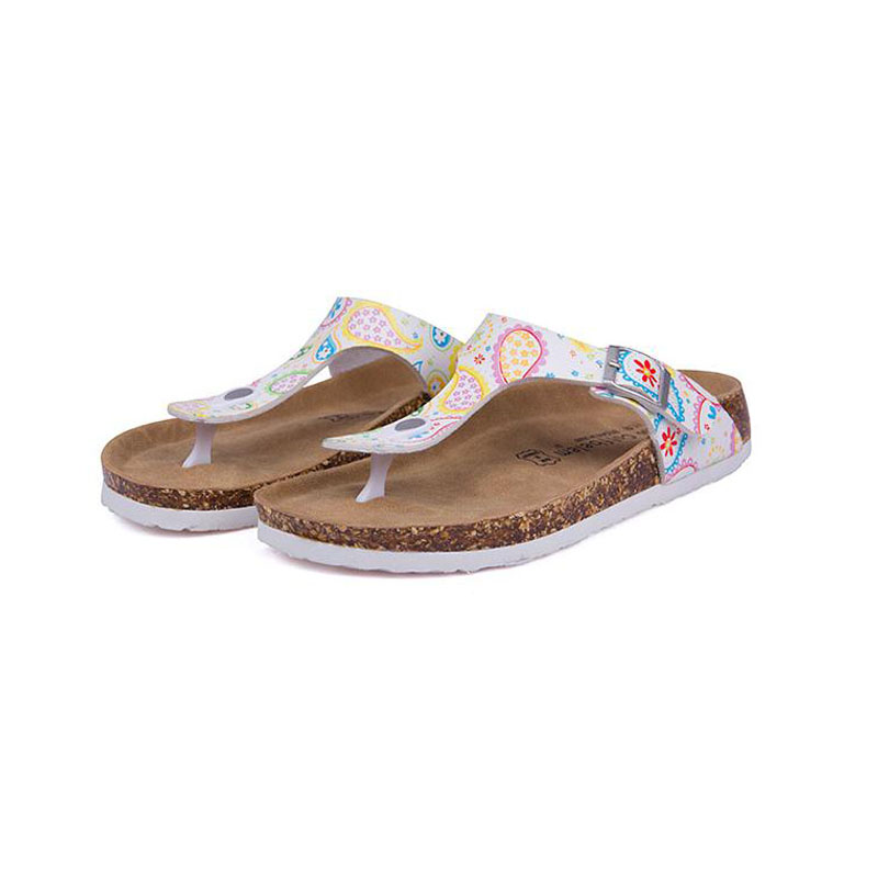 New Beach Cork Flip Flops Slipper 2017 Casual Summer Women Mixed Color Print Slip on Slides Sandals Flat Shoe