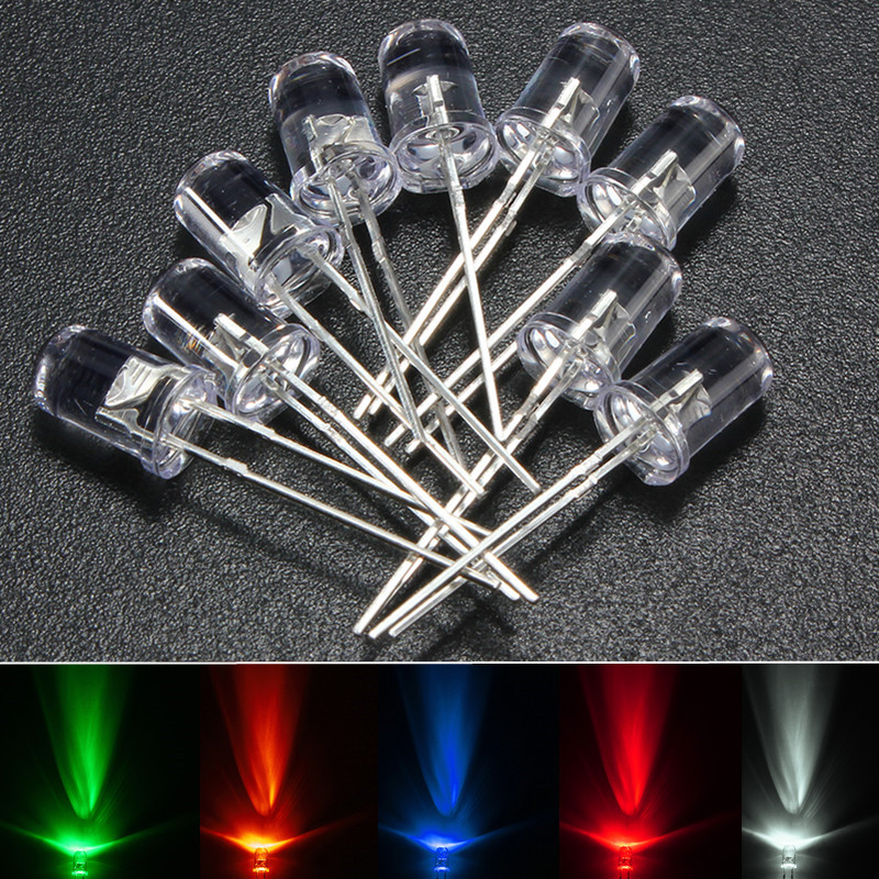 5mm 10mm LED Light Emitting Diode Lamp White Red Blue Green Yellow RGB Multicolor Changing Round Clear Lens
