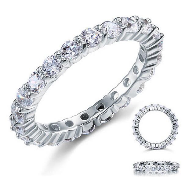 Victoria Wieck Luxury Jewelry Brand Desgin 925 Sterling Silver White Topaz Round Gemstones Women Wedding Engagement Band Ring Gift Size 5-11