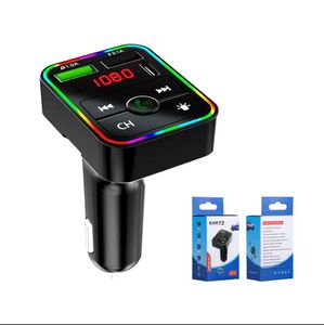 F2 Kit de voiture Bluetooth Transmetteur FM Modulateur Rétroéclairage LED coloré Adaptateur radio sans fil RVB Mains libres pour téléphone TF Lecteur MP3 Port de type C