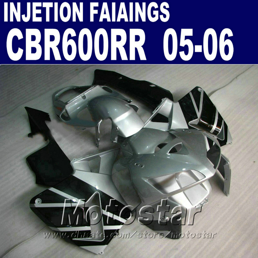 

Silver custom fairing! Injection Molding for HONDA CBR 600 RR fairing 2005 2006 cbr600 rr 05 06 cbr 600rr fairings kit RX6V, Same as picture