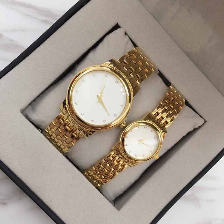 

2017 Couple Men Watch Women Watches gold/silver Top Brand Quartz movement Diamond Dial Wristwatches Best Gift Free Shipping, Gold big
