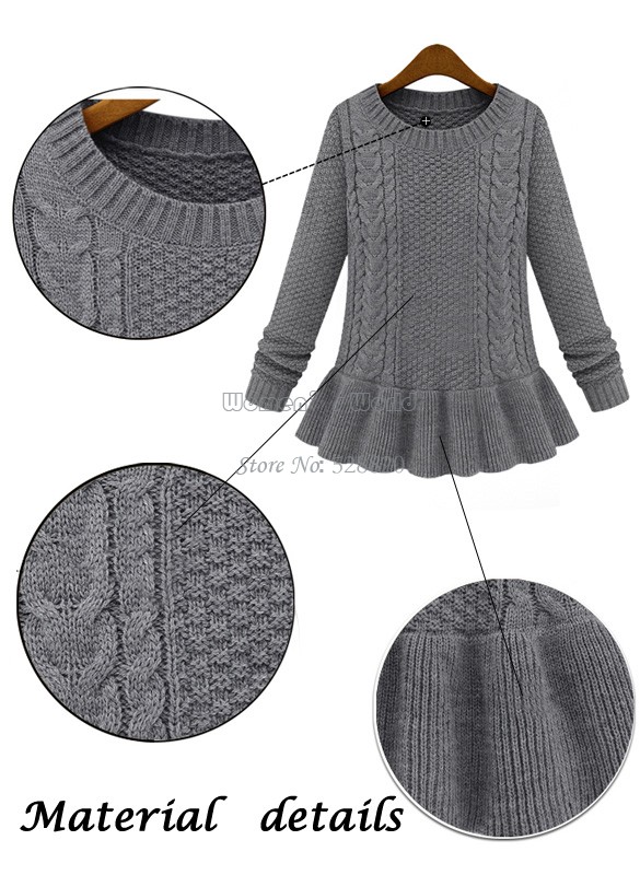 

Hot Selling 2014 Autumn Winter Women Fashion Vintage Skirt Twist Sweater O-Neck Female Pullover Sweater SV18 19168, White