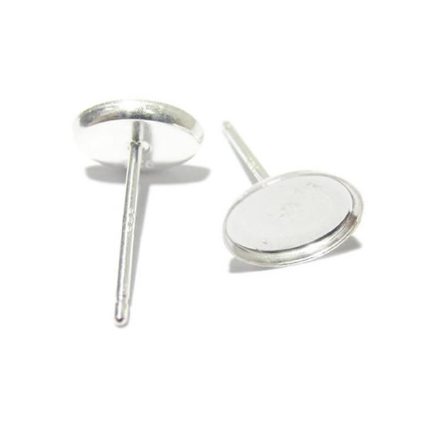 

Beadsnice Earring Components 925 Silver Stud Earring Blank with Oval Bezel Settings 5x7mm Cameo Base Earring Studs Blank Settings ID 27259