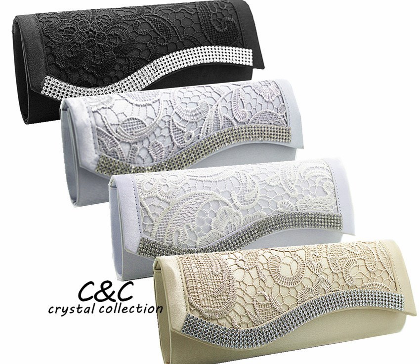 

2020 New Fashion Crystal Diamonds Lace Evening Bags Wedding Accessories Woman Bags Cheap Wedding Party Bags