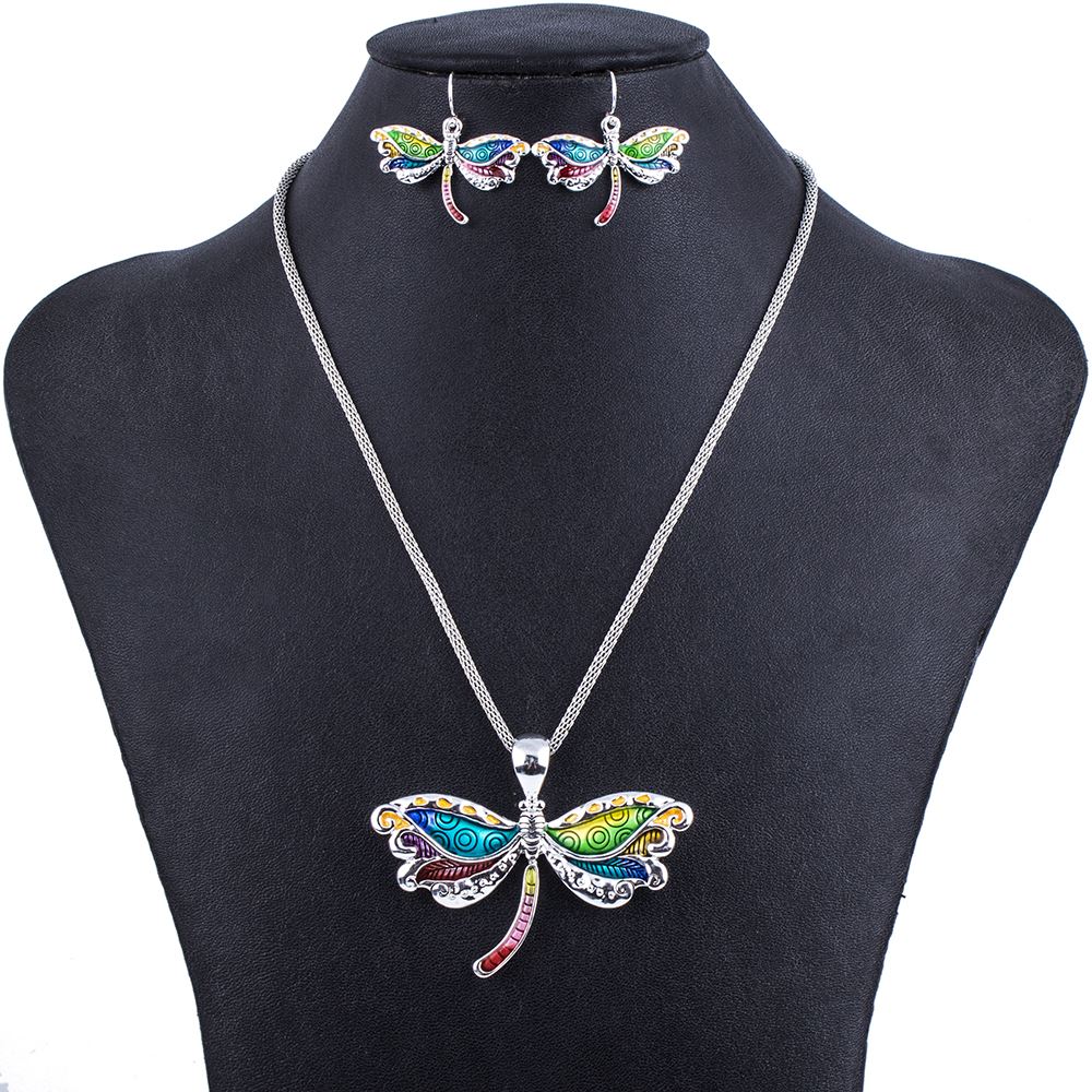

MS1504292Fashion Jewelry Sets Hight Quality Necklace Sets For Women Jewelry Multicolor Alloy Unique Dragonfly Design Party Gift, Mixed colors