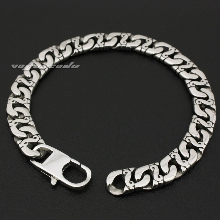 

6.9" ~ 10.7" Solid 316L Stainless Steel Mens Bracelet 5A023