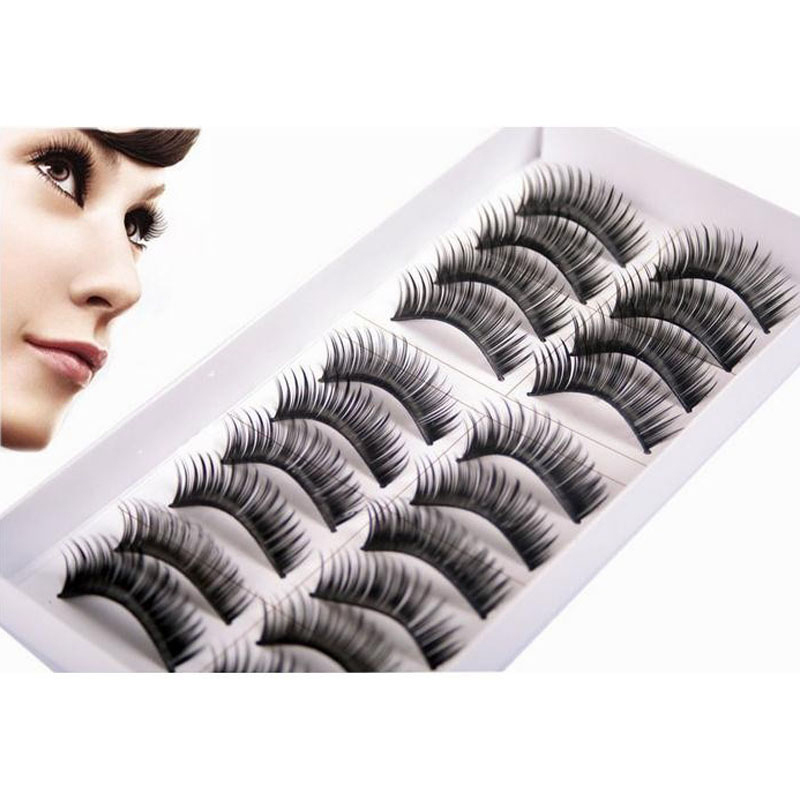 

Wholesale- New Arrival Fashion 10 Pairs Thick Fake Eyelashes False Eye Lash Make Up Kit Mink Eyelash Extensions False Eyelashes