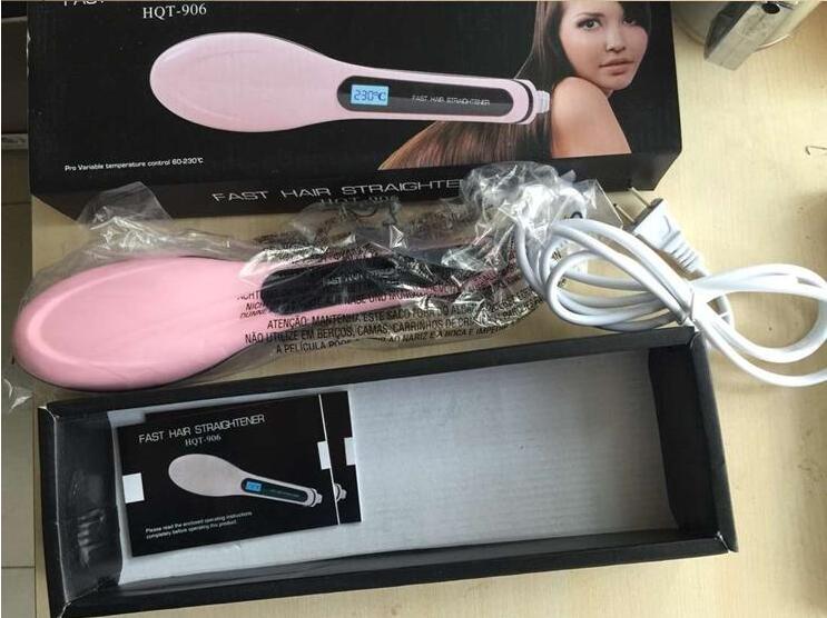 High Quality Hair Brush Auto Fast Pink Hair Straightener Comb Irons With LCD Display Electric Straight Hair Comb Straightening