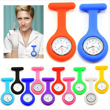

2016 Christmas gift Nurse Medical watch Silicone Clip Pocket Watches Fashion Nurse Brooch Fob Tunic Cover Doctor silicon Quartz watches