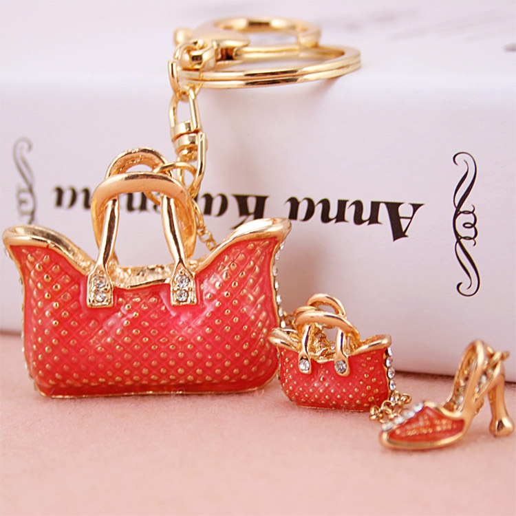 

Novelty Enamel Bags-shape Key chains for woman keyring,Purse/handbag Charms,top quality Nice Gift ,Real Gold Plated Alloy Keyring,