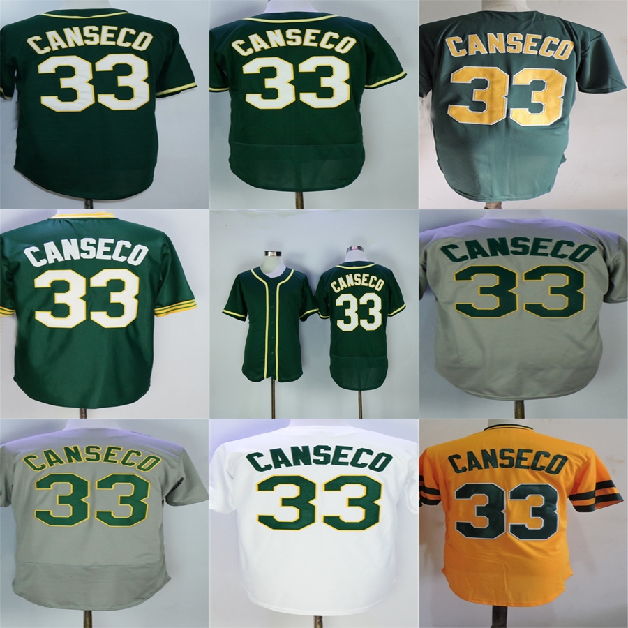

Mens Womens Kids Toddlers Oakland 33 Jose Canseco Jersey Factory Outlet White Green Grey Yellow Cool Base Flex Base Stitched Baseball Jerseys, Blue;black