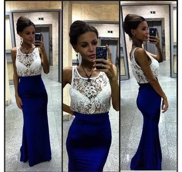 

White Lace Blue Mermaid prom Dresses Crew Cap Sleeve Floor Length Sheer Neck Formal Party Gowns Vestido De Festa, Purple