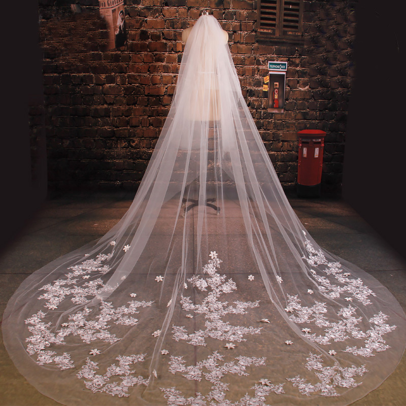 

New Arrive Bride Veil Long Length Elegant Lace Beaded Long Wedding Veil Fashion Long Wedding Veil, Black