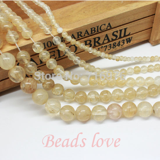 wholesale Natural Stone Smooth Citrine Quartz Loose Beads 15.5" Pick Size 4 6 8 10 12mm Free Shipping (F00142)-image-216116005