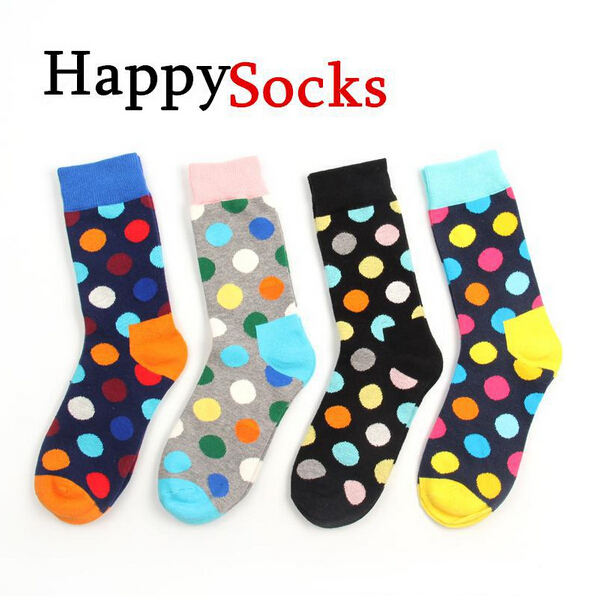 

Happy socks fashion high quality men's polka dot socks men's casual cotton socks color socks 8 colors 24pcs=12pairs, Multi