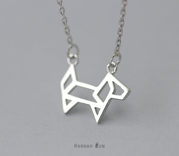 

10PCS- N126 Small Pet Dog Necklace Outline Puppy Necklace Lovely Pup Necklace Origami Dog Necklaces Cute Animal Necklaces for Women