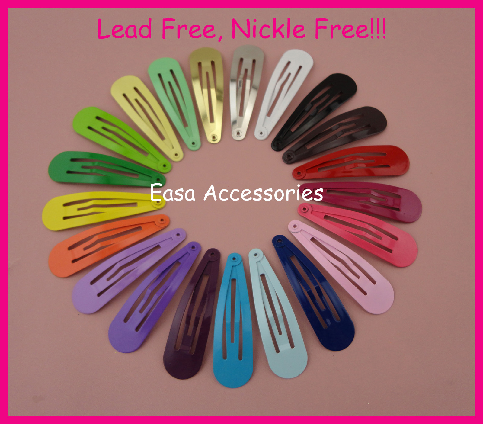 50PCS 5.0cm 2.0" Multi colors Tear drop Plain Metal Snap Clips hairpins no hole at nickle free lead free baby boutique hair accessories-image-415788596
