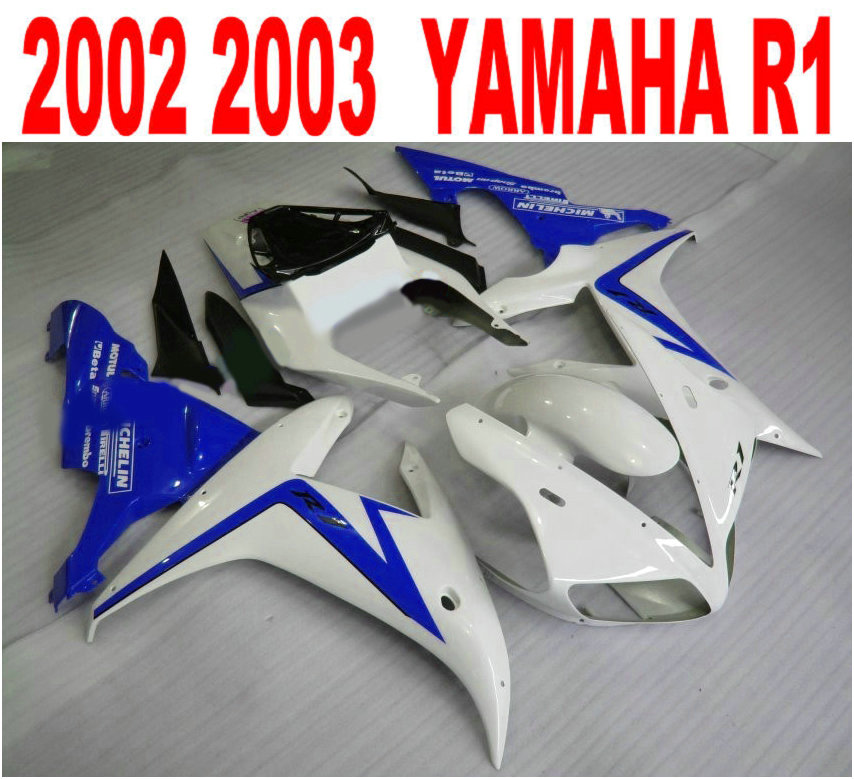 

Injection molding ABS fairings bodywork for YAMAHA R1 02 03 yzf r1 2002 2003 black white blue fairing kit LQ61, Same as the picture shows
