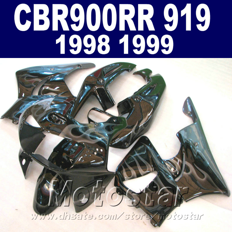 

Free customize bodykits for Honda CBR900RR fairings 1998 1999 black flames CBR919 98 99 CBR900 RR ABS fairing kit QD19, Same as the picture shows