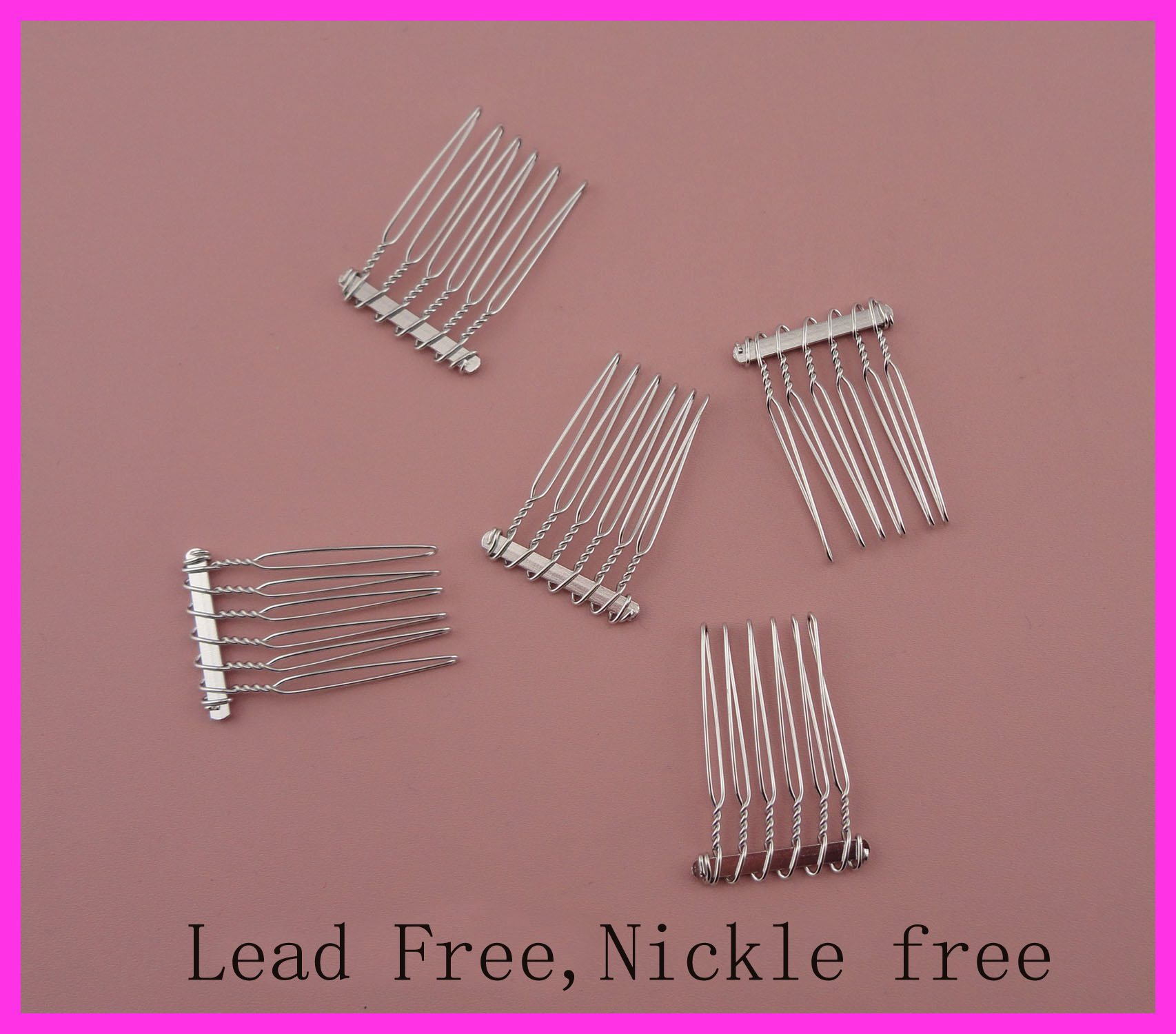 20pcs 2.5cm*3.7cm 6teeth Silver Finish Plain Metal Hair Combs at lead free and nickle free,hair accessories side combs for DIY Tiaras-image-412931568