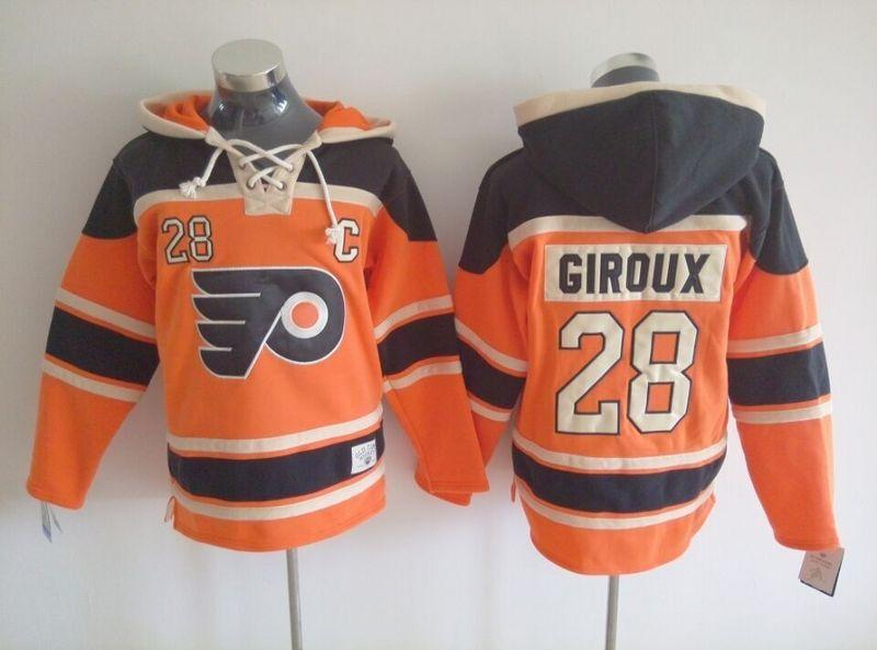 2016 nouveau, vieux temps Hockey Hoodie Philadelphia Flyers # 28 Claude Giroux chandails Hommes Double Stiched Hoodies Hockey Jersey Sweatsh