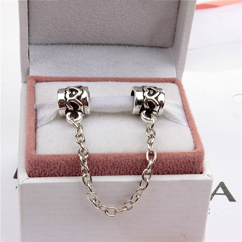 

Heart Safety Chain Fashion Women Jewelry 925 Silver Plated Lovely For Pandora Bracelet Charm Bead European Style 006