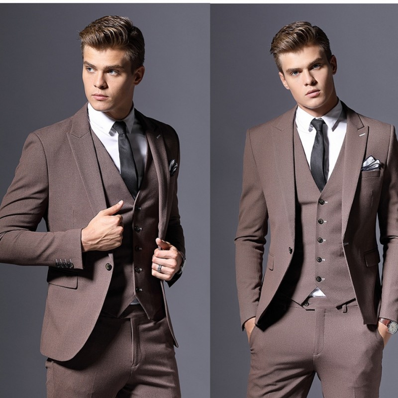 

Custom Made Handsome Mens Suit Classic Fit Formal Suits For Wedding Men Tuxedos Fashion Suits For Young Man Three Pieces (Jacket+Vest+Pants), Gray