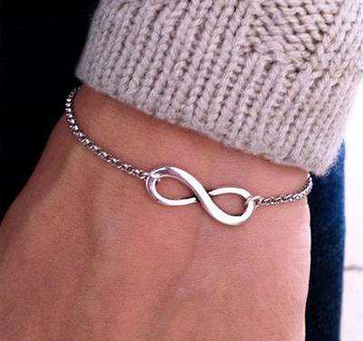 

Simple Fashion Silver Gold Chain Bracelets Infinity Bracelet Eight Shape Charm Bracelets Bangles For Women Pulseras