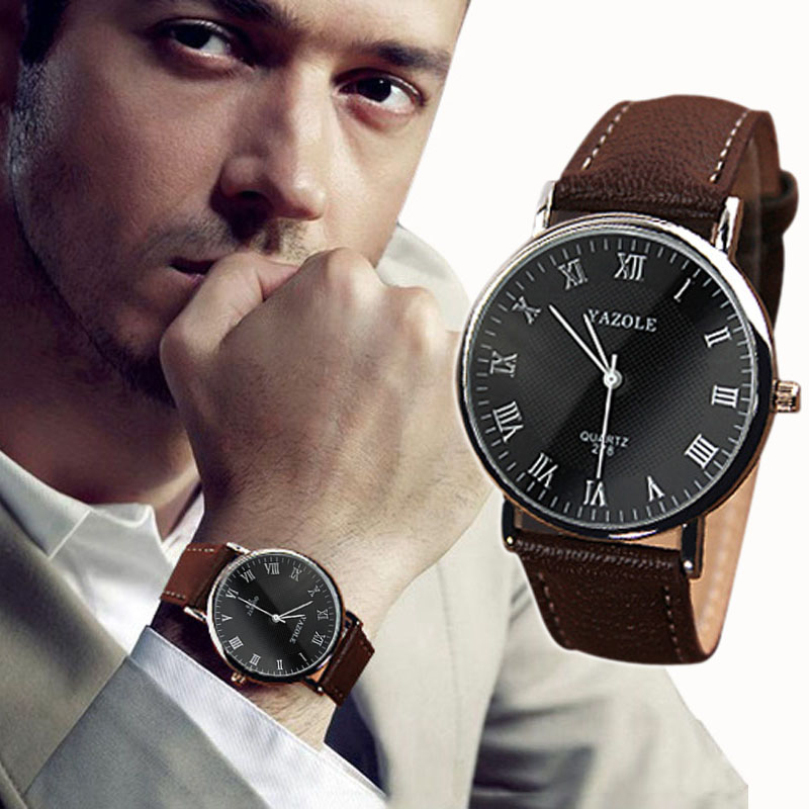 Nouveau design 2017 vente chaude de mode De Luxe Chiffre Romain Quartz montre Analogique Hommes Bracelet En Cuir montre relojes Hommes Sport Mont