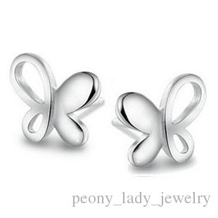 

Hot romantic exquisite simple crystal clear hollow little butterfly earrings 925 sterling jewelry, Golden;silver