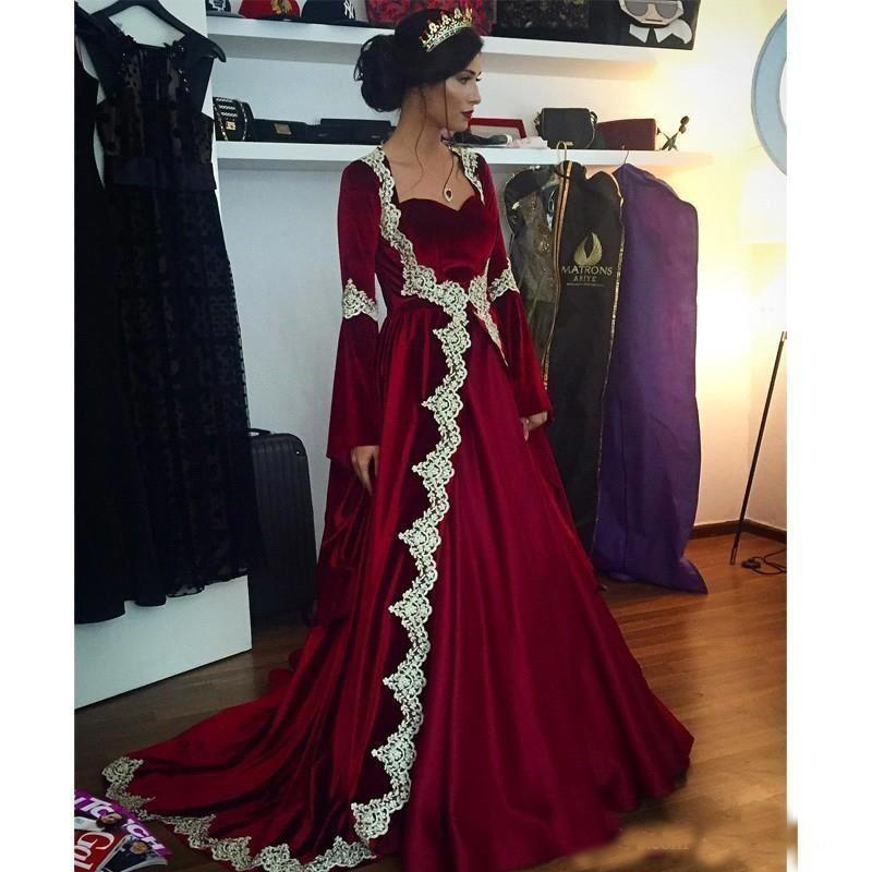 

Winter 2019 Arabic Burgundy Velvet A Line New Year/Christmas Dresses Long Sleeve Coat Applique Custom Made Evening Gown, Light sky blue