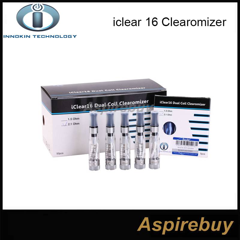 

Innokin IClear 16 Clearomizer with Dual Coil Electronic Cigarette Ecig Atomizer Coil head Iclear16 Replaceable Head Coils 2.1ohm