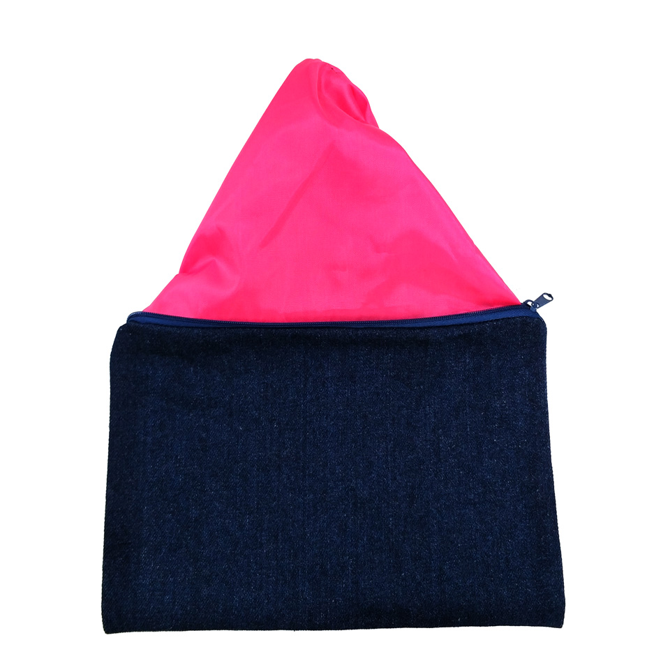 denim with pink lining