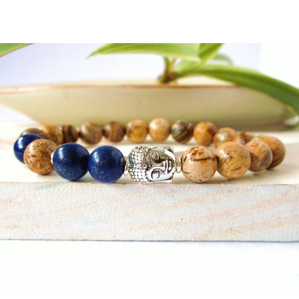 SN0265 Wholesale Hot Sale Silver Buddha bracelet Picture stone bracelet New design man's bracelet Free Shipping