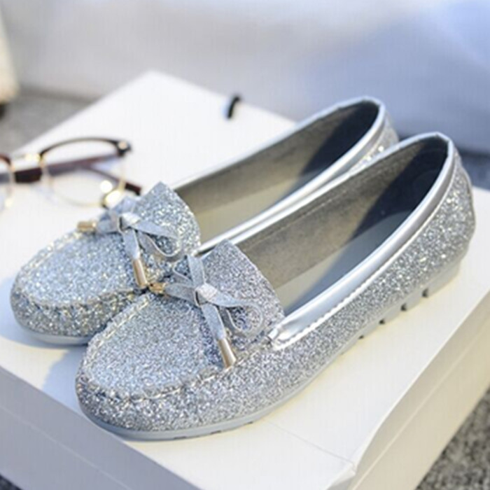 2015 chaussures à talons plats pour femmes bling mode Mocassins bow chaussures à chaussures simples confortables