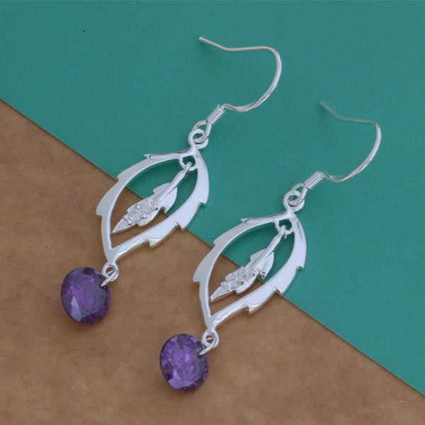 

Fashion (Jewelry Manufacturer) 20 pcs a lot Hollow leaves Diamond earrings 925 sterling silver jewelry factory price Fashion Shine Earrings