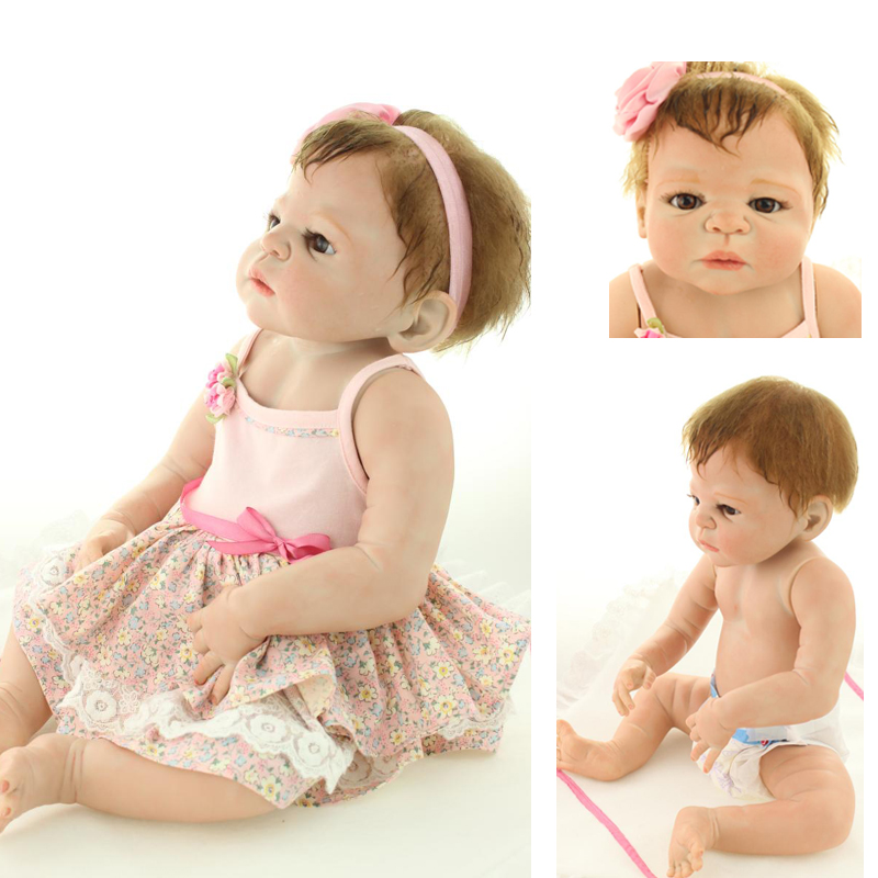 

Wholesale- Bebe reborn victoria girl dolls 22" full body silicone baby dolls for children gift can enter water bonecas brinquedo menino