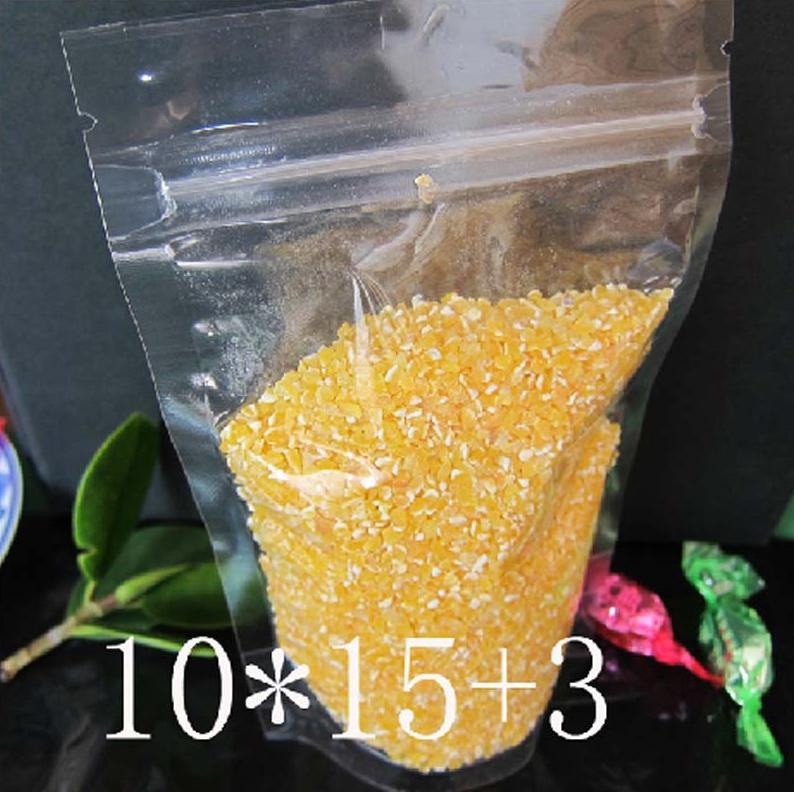 

100PCS 10*15+3cm Clear Plastic Zipper Top packing Transparent PE packaging Dried fruits flowers bags stand up Snacks food pouch