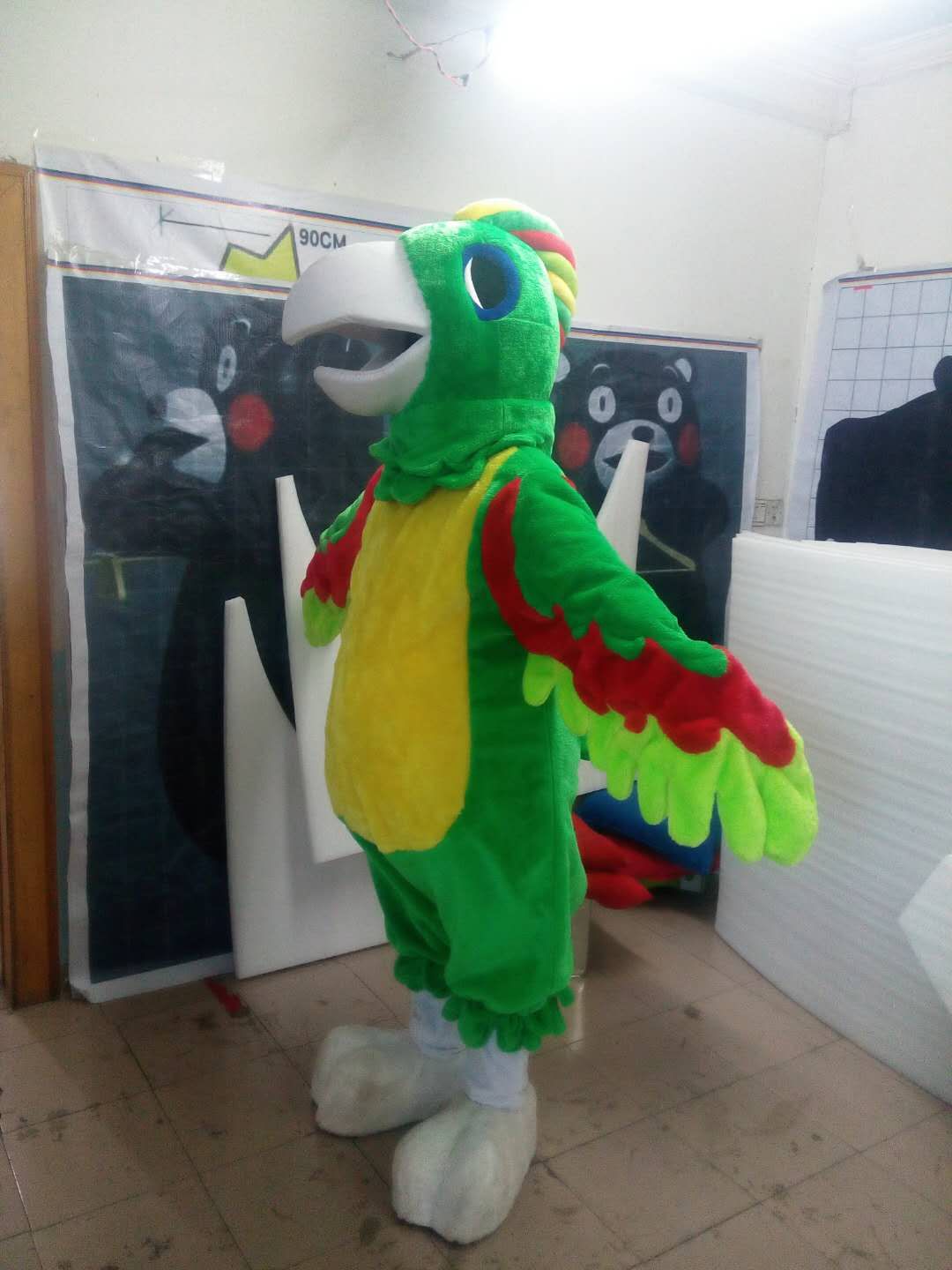 

high quality Real Pictures Deluxe parrot mascot costume advertising mascot Adult Size factory direct free shipping, Green