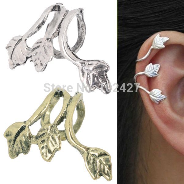

New Europe Style Fashion Antique Silver/Bronze Plated Leaf Leaves Ear Cuff Clip Earrings Jewelry Accessories Hot
