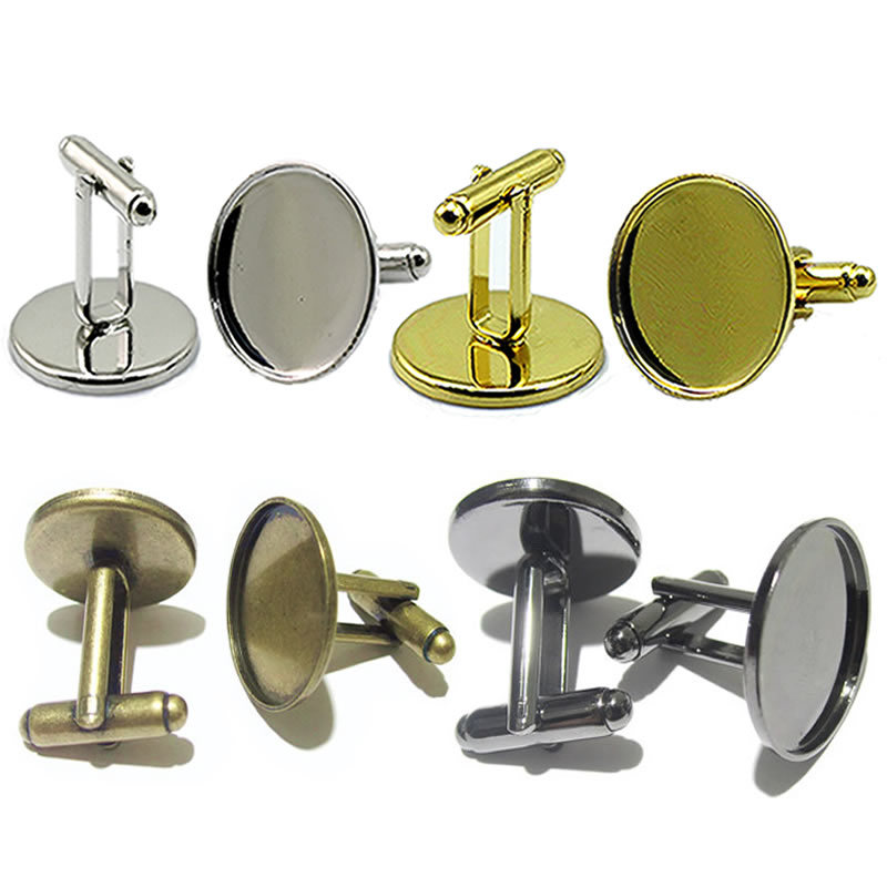 

Beadsnice personalized cufflinks round cufflink tray for cabochon and resin handmade cufflink findings blank bezel ID 32268