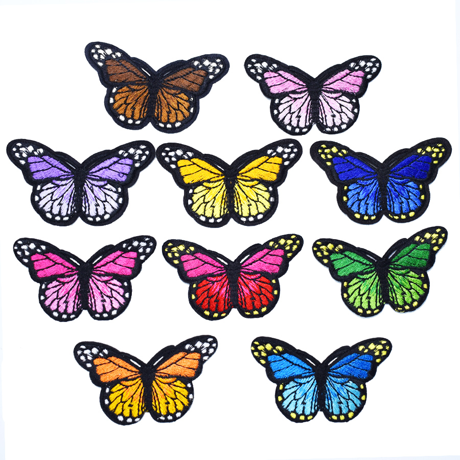 

10 PCS Big Size Butterfly Stripe Patch for Kid Clothes Ironing on Patch Applique Sewing Embroidered Patches DIY Labels Backpack Accessories