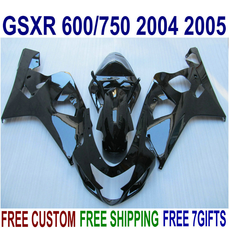 

Free shipping fairing kit for SUZUKI GSXR600 GSXR750 2004 2005 K4 bodykits GSX-R600/750 04 05 all glossy black fairings set QE52, Multi-color