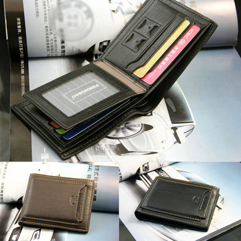 

Men Bifold Leather ID Credit Card Holder Pocket Money Purse Clutch Wallet, Black