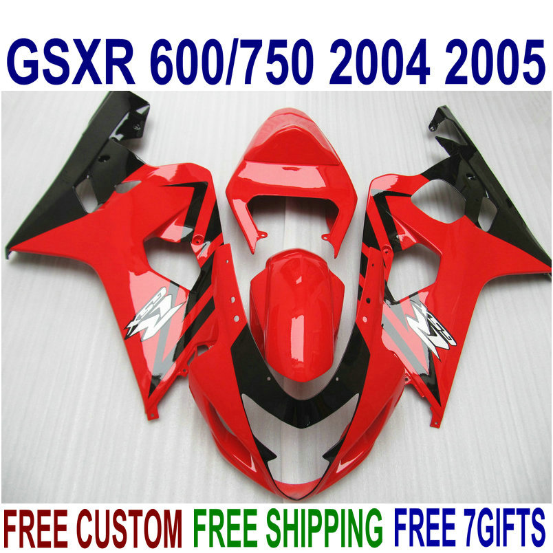 

Motorcycle fairing kit for SUZUKI GSXR600 GSXR750 2004 2005 K4 bodykits GSX-R 600/750 04 05 red black fairings set QE19, Same as picture