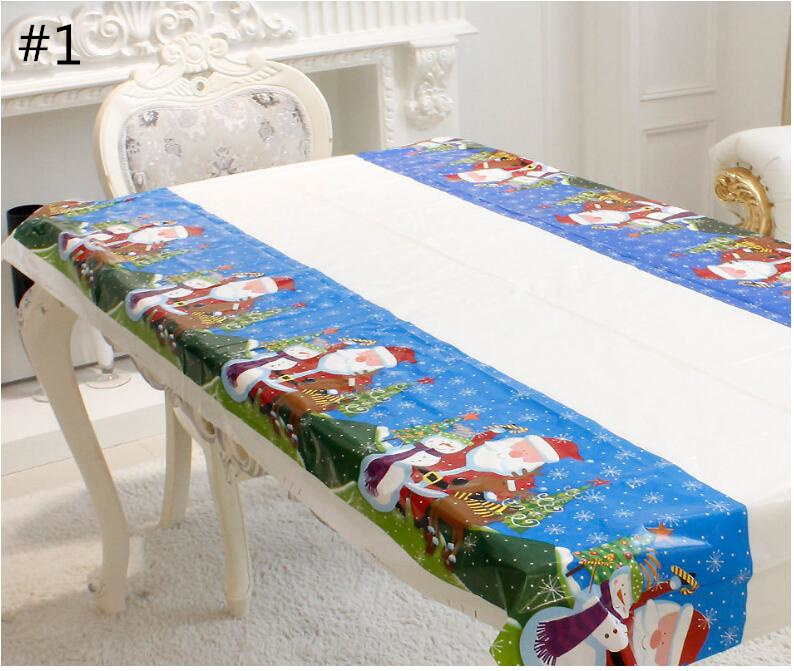 

Christmas Disposable Tablecloth Christmas PVC Tablewear Merry Christmas Rectangular Printed Cartoon Tablewears Fancy Dish Table Cloth