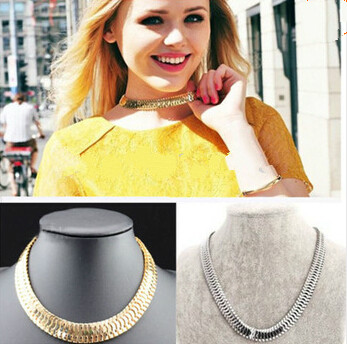 

Details about Women Punk Shiny Gold/Silver Chunky Statement Thick Curb Chain Choker Necklace